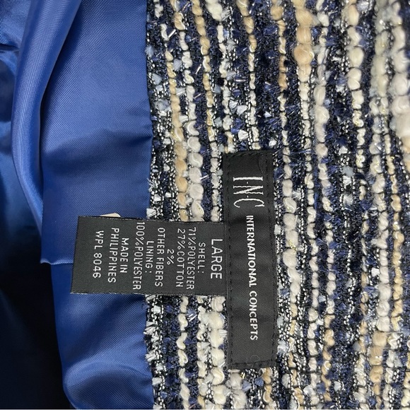 🍁 INC International Concepts Tweed Blazer with Lace Trim Jacket Coat sz Large - Picture 5 of 6